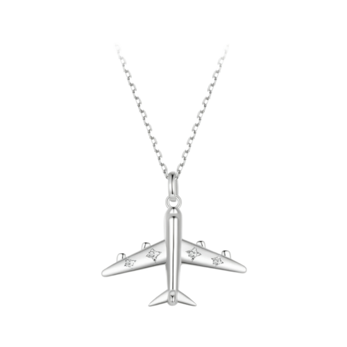 Delicate Airplane Pendant Necklace Platinum Plated Necklace
